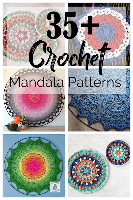 collage of crochet mandalas