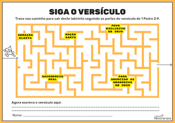 Aula para Escola Bíblica Infantil - Atividade