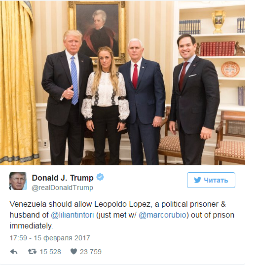 Trump intercede por líder opositor a Maduro 