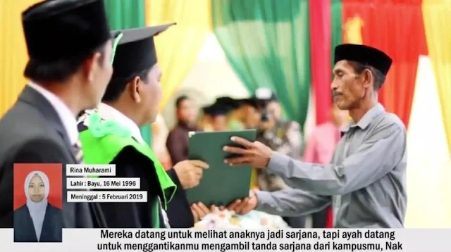 Mengharukan, Ayah Hadiri Wisuda untuk Gantikan Putrinya yang Meninggal