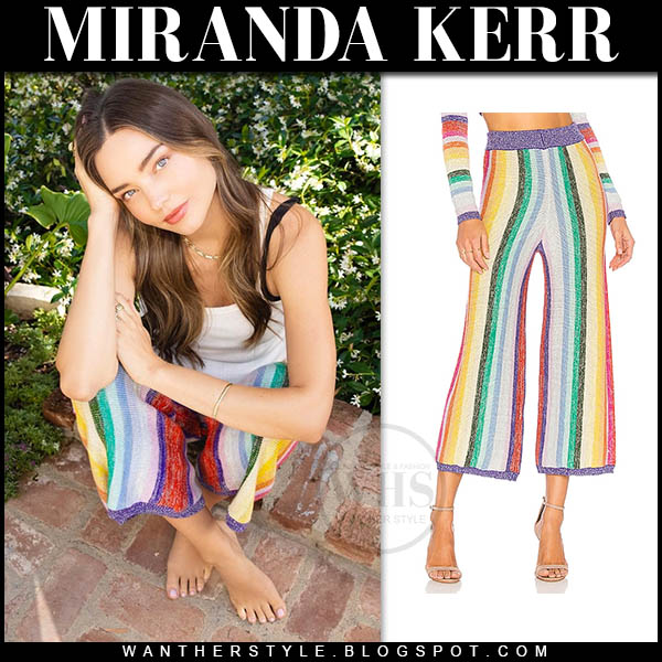 Miranda Kerr in striped multi color pants