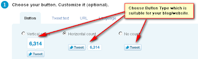 Choose Twitter counter button type