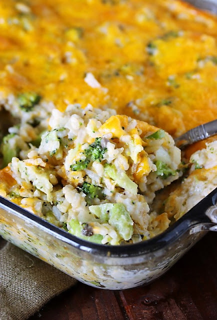 Cheesy Broccoli-Rice Casserole Image ~ A perfectly tasty side dish for Easter, Thanksgiving, Christmas, or everyday dinner. Classic creamy, cheesy comfort food at its best!