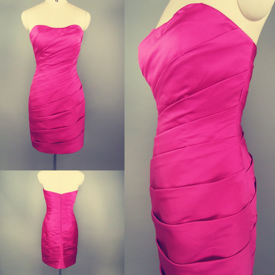 Strapless Fuchsia Short Bridesmaid Dress