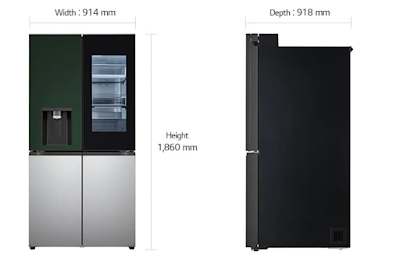 [2022] Tủ lạnh LG Dios 820L Side by side - W822SGS452  - màu Xanh rêu - Bạc