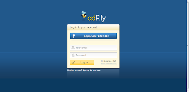 login form at adf.ly