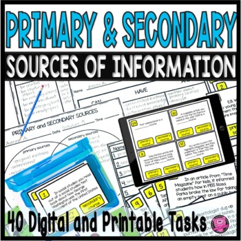 Help your students master primary and secondary sources with these 40 task cards! Each card features a short reading passage that integrates literacy and social studies, giving students real-life examples to analyze.