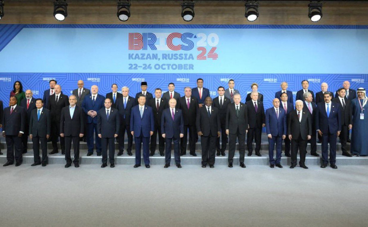 Group photo of all 36 leaders at BRICS Summit 2024 in Russia