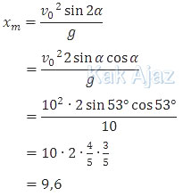 Jarak terjauh pada gerak peluru/parabola