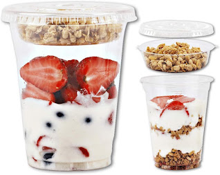 Plastic parfait cup filled