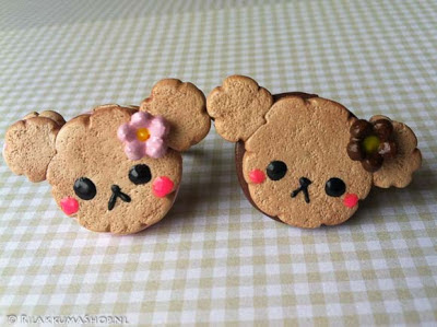 Kawaii cute Rilakkuma Cookie Strawberry, Chocolate Filled rings