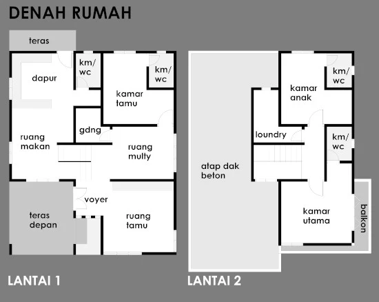 23 desain rumah modern 3 kamar tidur 2 lantai