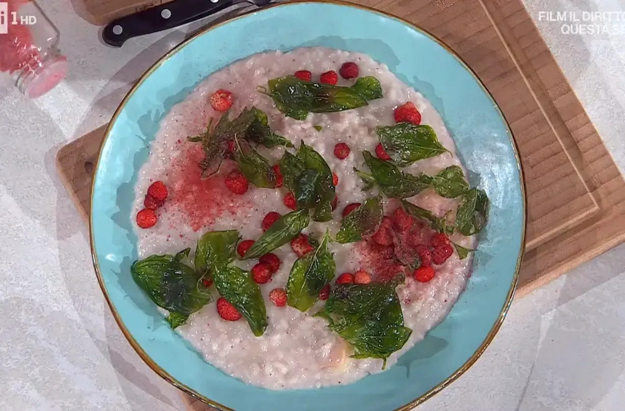 Risotto taleggio, aceto e fragoline di Sergio Barzetti