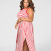 14.85 $ Off // Striped Double Slit Maxi Dress 
