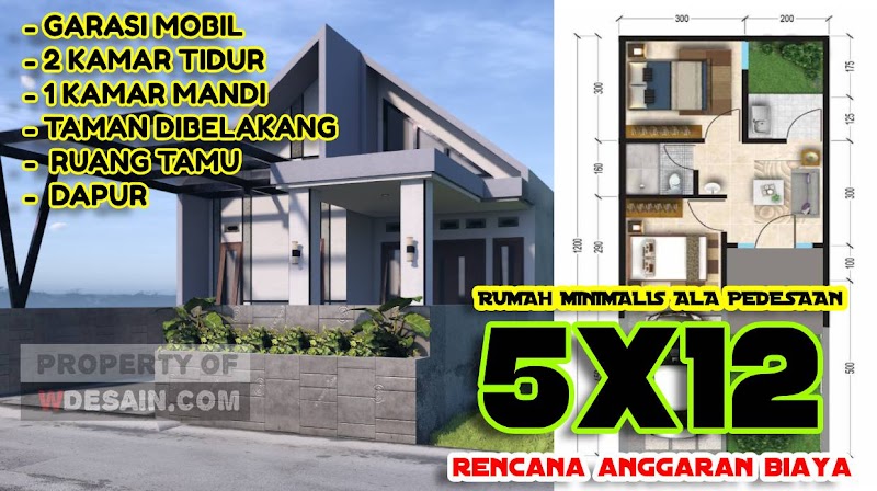 Istimewa Desain Rumah Minimalis 5x12, Desain Rumah Minimalis