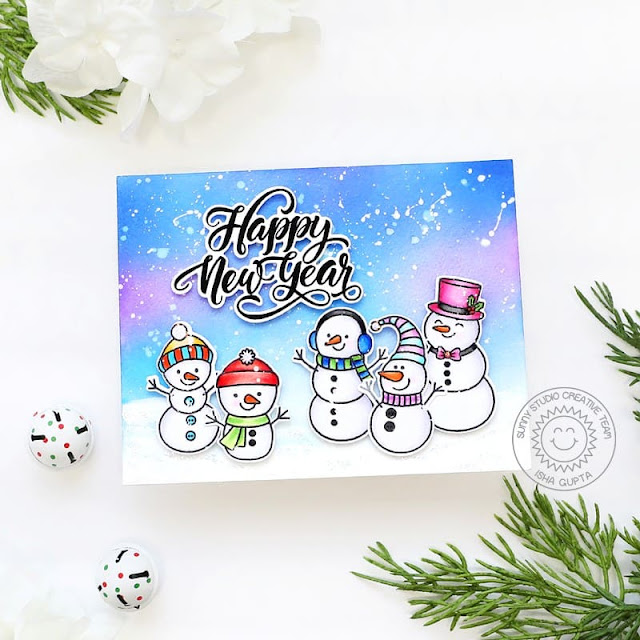 Sunny Studio Stamps: Feeling Frosty Holiday Card by Isha Gupta (featuring Season's Greetings)