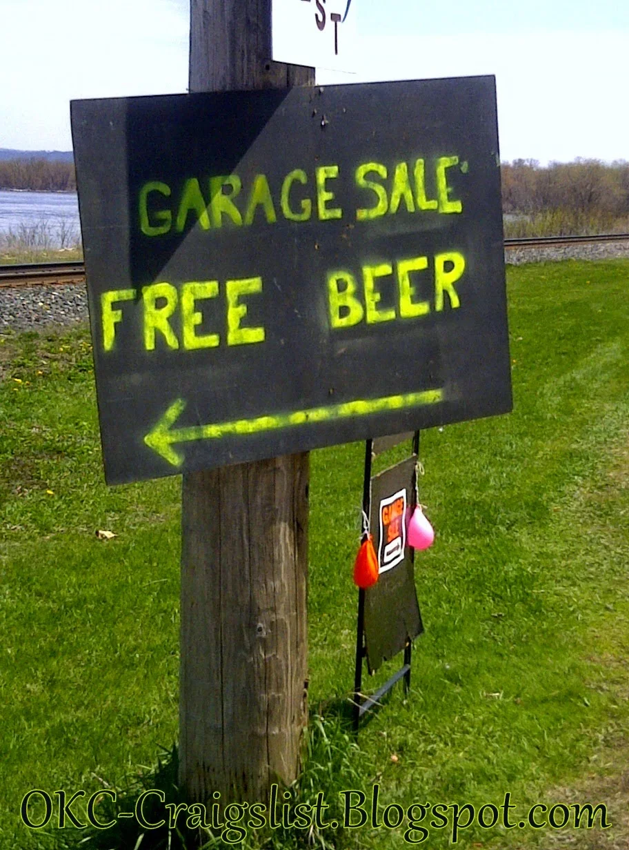 GARAGE SALE SIGN-OF-THE-WEEK: Free Beer | Oklahoma City Garage Sales Craigslist