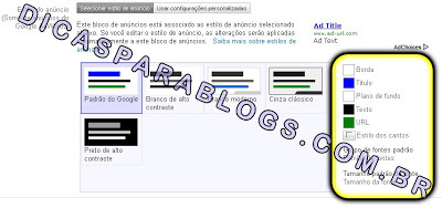 Escolher Cores dos Anuncios do Adsense