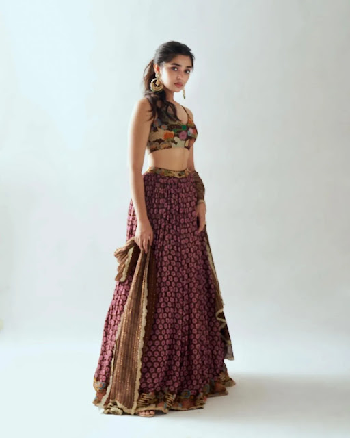 Krithi Shetty in red lehenga and blouse