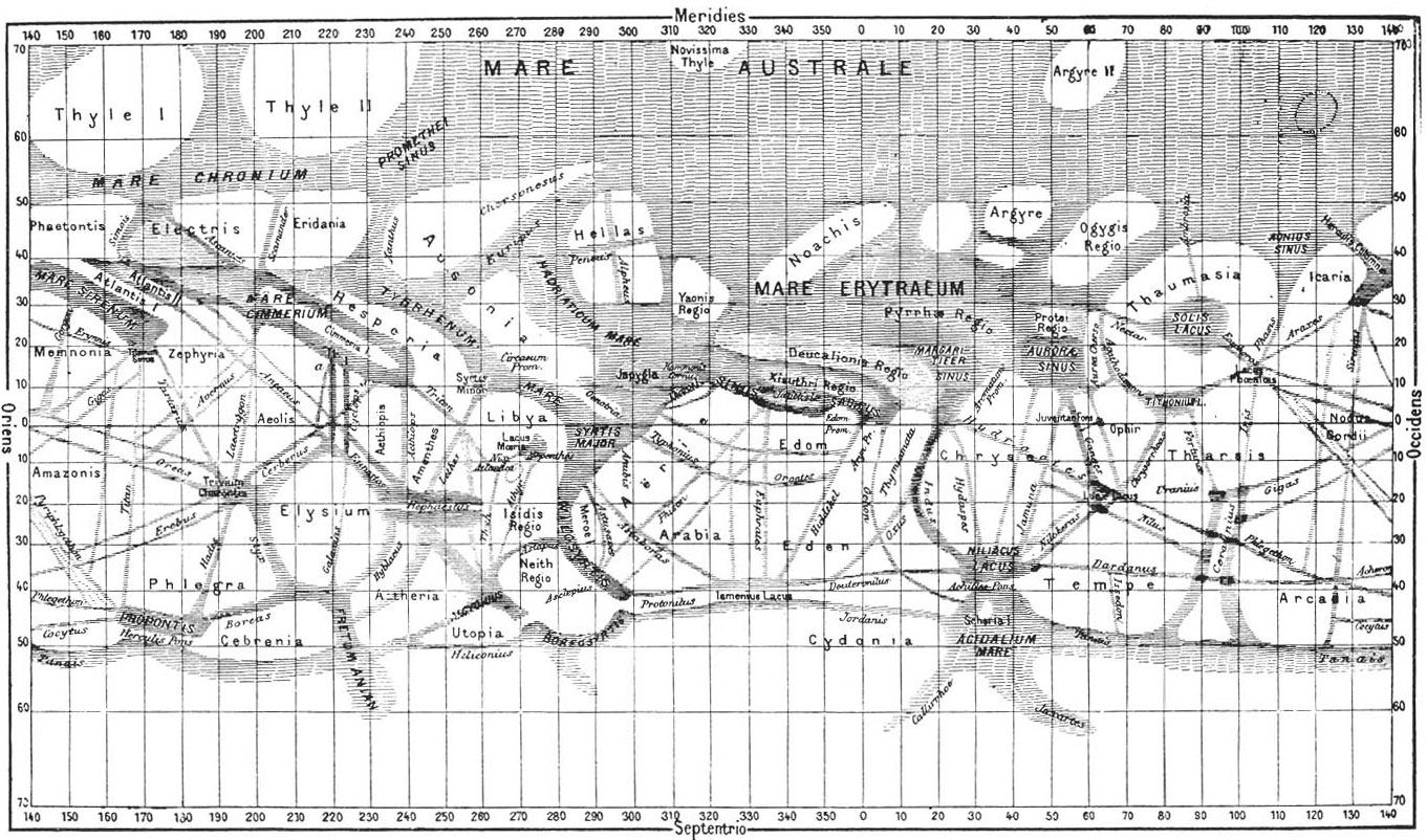 Schiaparelli 1877 Map of Mars