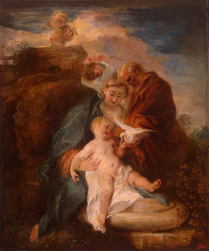 Holy Family by Antoine Watteau - Christianity, Religious Paintings from Hermitage Museum