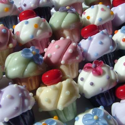 Lampwork Glass Cupcake Beads