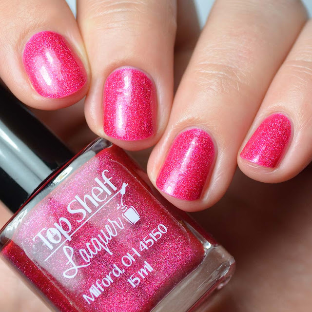 bright cherry holographic nail polish