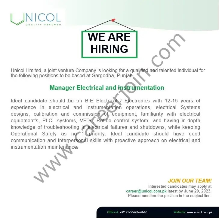 Unicol Limited Jobs June  in 2023