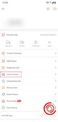 2. Pada halaman Toko Saya, silakan kalian klik menu Jasa Kirim Saya