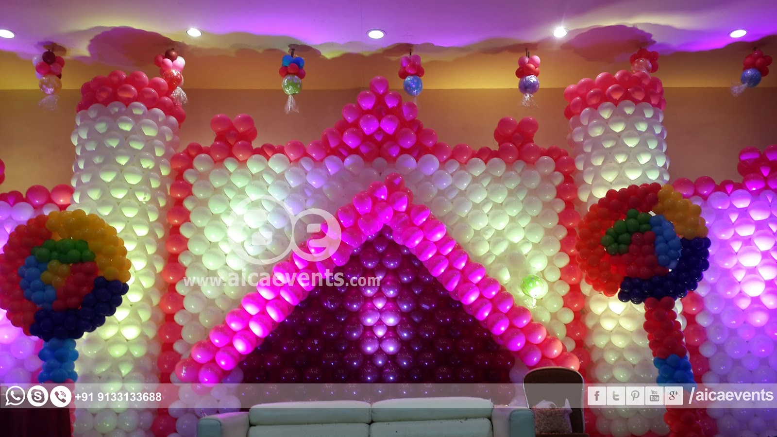 Aicaevents India Castle with Balloon  Wall  Decoration 