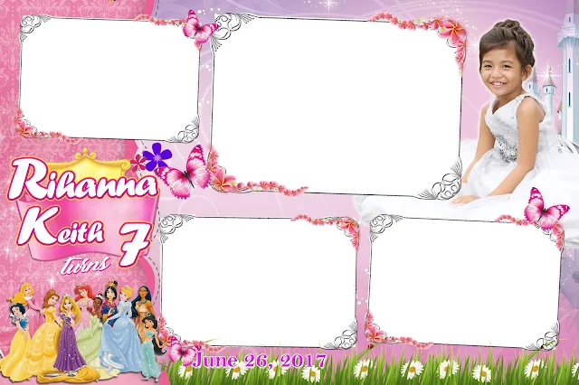 seventh birthday Disney princess photo booth template