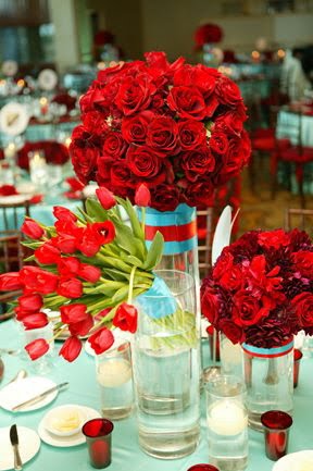 red and turquoise wedding ideas