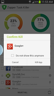 Screenshots Zapper Task Killer by Lookout free for Android tablet, phone.