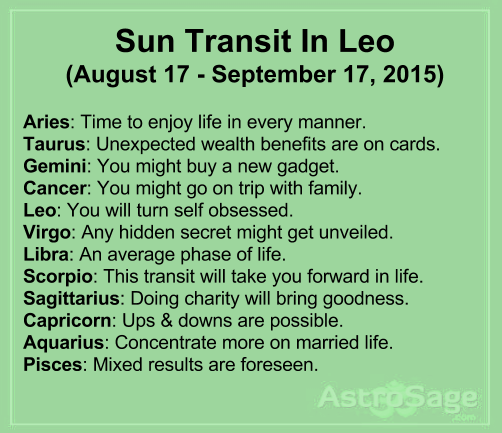  Sun transit in Leo will affect bring changes in your life.