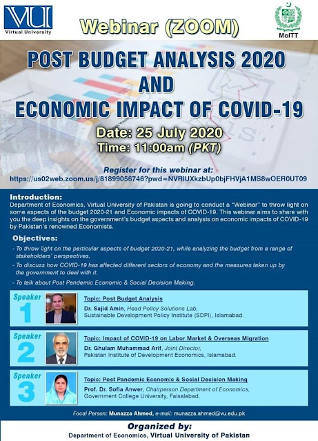 Webinar Post Budget analysis and Economic Impact of Covid-19