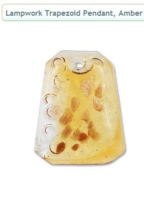 Trapezoid Pendant - Amber with Copper Swirls