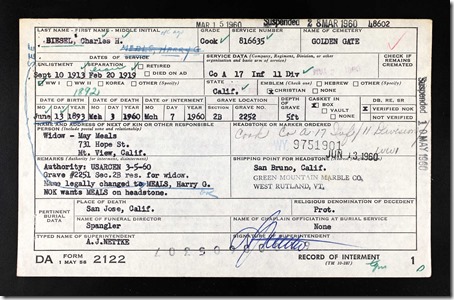 Charles Biesel Interment