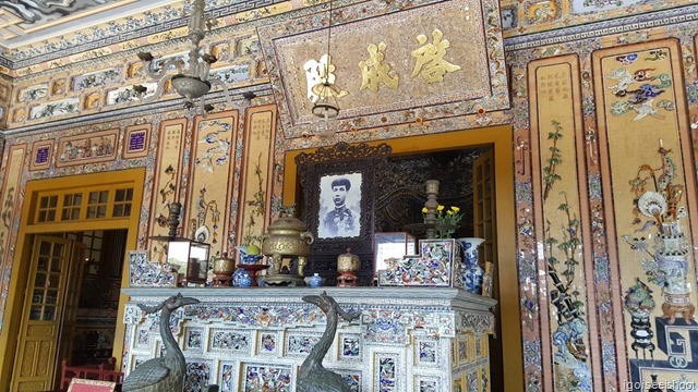 Altar for worship of Emperor Khai Dinh. Thien Dinh Palace. Tomb of Khai Dinh.