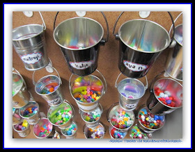 photo of: Beads in Behavior Buckets in Second Grade Classroom (Rockin' Teacher Materials via RainbowsWithinReach) 