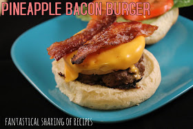 Pineapple Bacon Burger | Juicy pineapple adds a sweet touch to this bacon cheeseburger #recipe