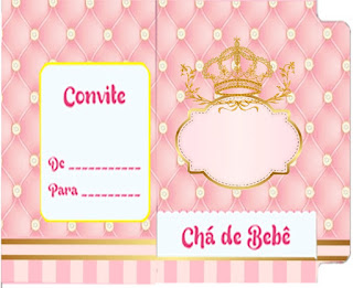 Golden Crown in Pink: Free Printable Invitations.