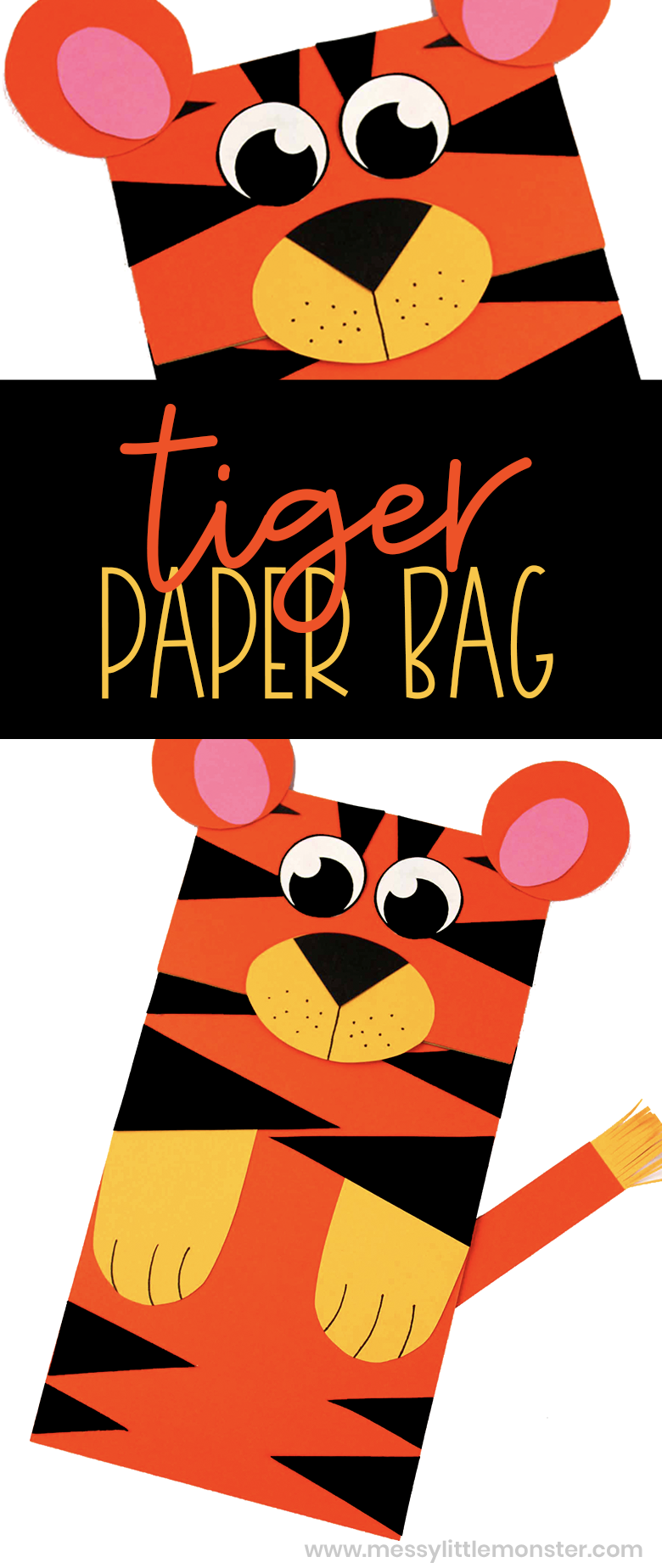 paper bag puppet - tiger craft for kids