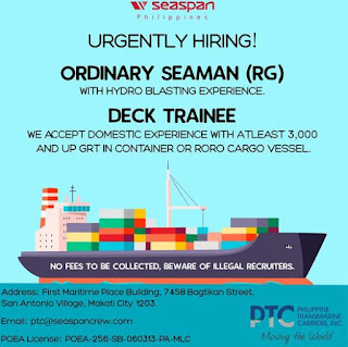 Urgent hiring shipping company.