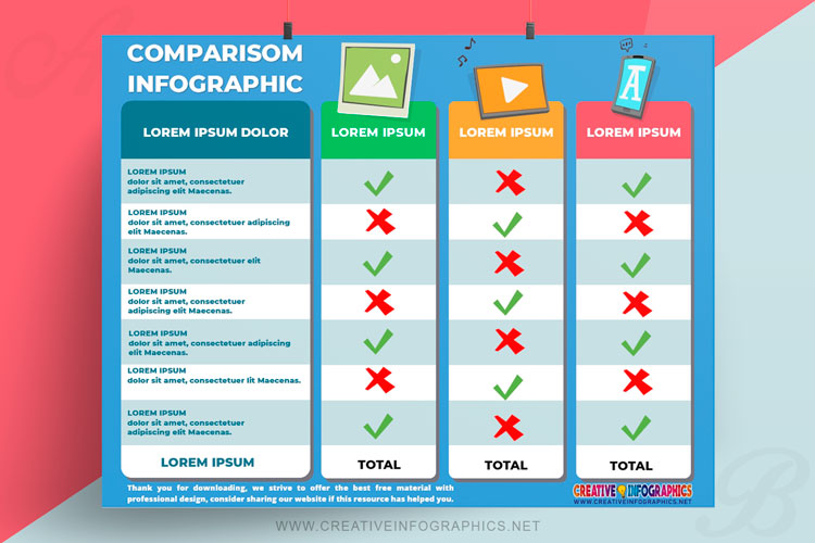 Comparative infographic template pros and cons.