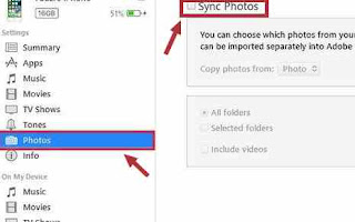 opsi sync photos di itunes