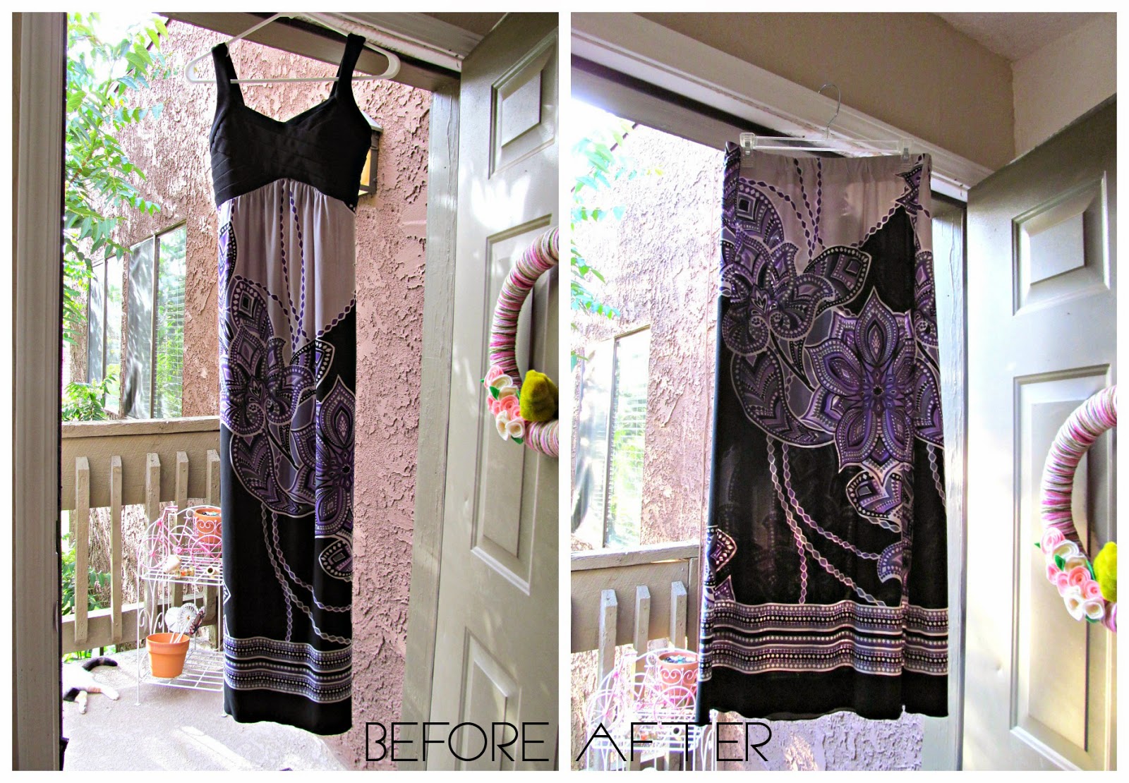 The Before & After of a Nearly no-sew Dress to Skirt Refashion