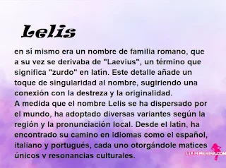 ▷ Significado del nombre Lelis