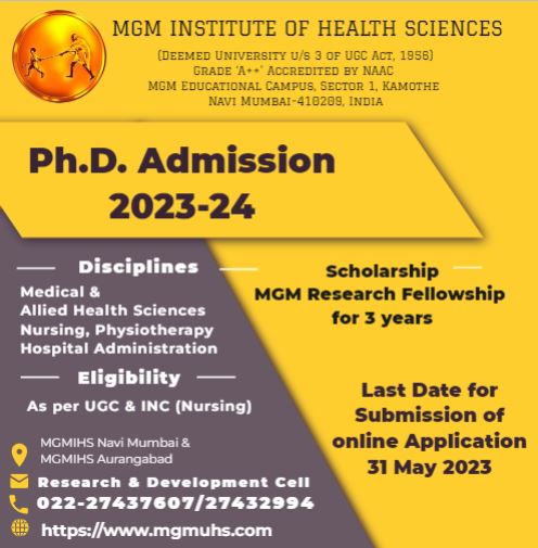 MGMIHS Mumbai PhD Admissions 2023-24