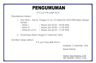 Contoh Pengumuman Bahasa Inggris