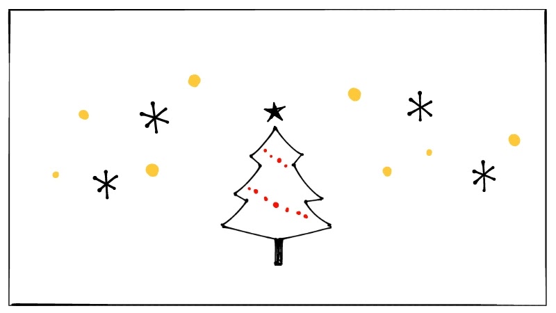 無料 フリー クリスマスのかわいい おしゃれな 手書き風 白黒イラスト かわいい無料イラスト イラストの描き方